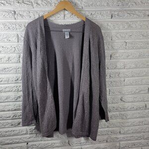 Catherines Womens Sweater 1X Plus Cardigan Open Gray Silver GRA31E